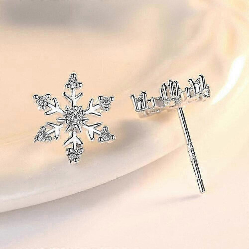 Earrings 3pcs Snowflake Stud Earrings for Women Silver Plating Earrings 2