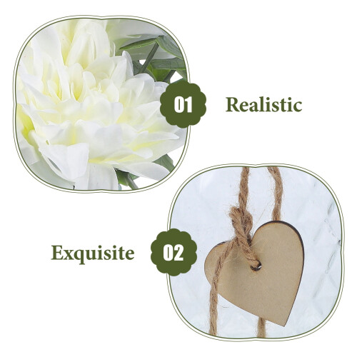 Kunstig blomst med vase i træ, dekorationssæt 2