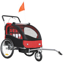 2 Seat Bike Trailer with 5 Point Harness, Baby Bike Stroller with