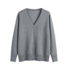 Damen-Cardigan mit V-Ausschnitt und Knöpfen, elegant-lässiger Pullover, langärmelig, weich, Basic-Cardigan
