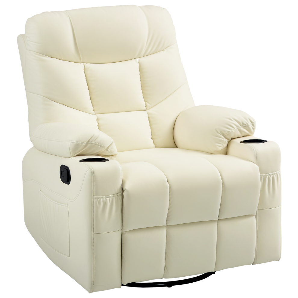 HOMCOM Manual Reclining Chair, Recliner Armchair with Swivel, Faux