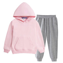 Kids Solid Color Hooded Sweatshirt Set with Fashion Long Pants Fall Winter Soft Two Piece Outfit for Children 2-12 Years(Pink#3,9-10 Years)