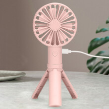Mini Handheld Fan, 3-Speed Portable USB Rechargeable Desk Fan with Tripod – Peach/Pink, compatible with USB power sources