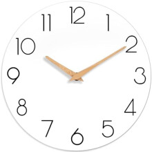 10" Wooden Silent Wall Clock, Battery Operated, Non-Ticking, Decorative – White (Compatible with Home, Office, School, Hotel)