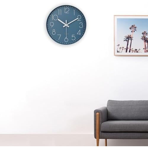 14 Inch Silent Wall Clock in Cement Grey 1