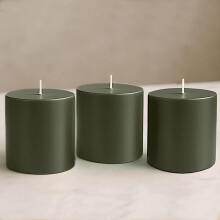 Dusty Sage Tropffreie Runde Säulenkerzen 3 Zoll