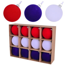 12pcs 2.36inch 4th of July Ball Hanging Ornaments, Blue Red Mini Tree Ornaments for Independence Day Labor Day Christmas Tree Decor