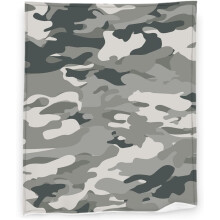 Camo Gray Green Fleece Throw Blanket 40"x50", Soft Luxury Bedding for Couch/Sofa – Compatible with Hunter Army Camo