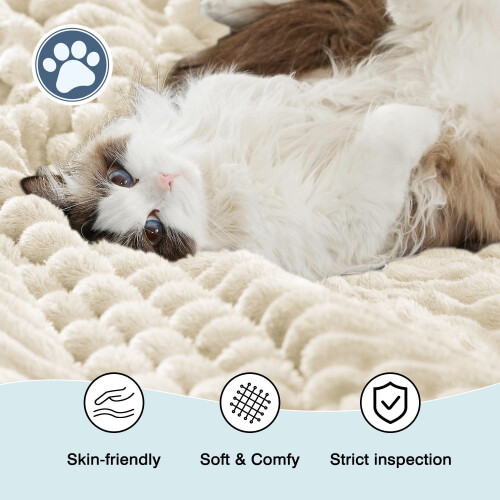 Throw Blanket Beige 50x60 inch 230GSM 2