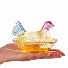 Chicken-Shaped Glass Bowl with Lid, 1pc