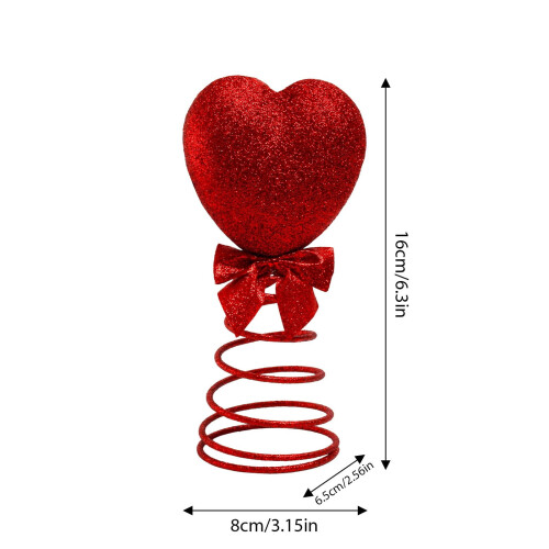 Red Glitter Heart Tree Topper for Valentine's Day 2