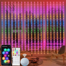 Gordijnverlichting met 600 LED's, 6 x 3 meter, RGB-kleuren, slimme Alexa-app.