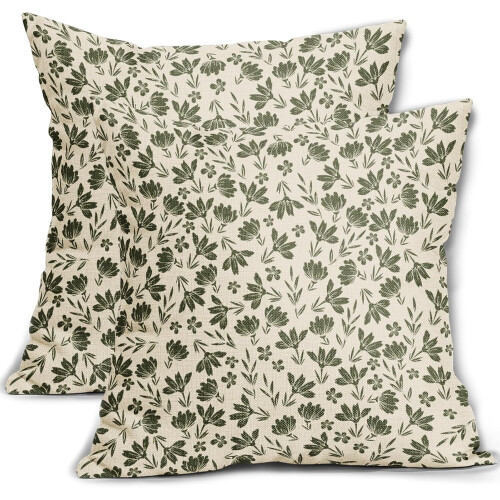 Conjunto de 2 capas de almofada vintage com estampa floral, 45x45cm (18x18 polegadas).