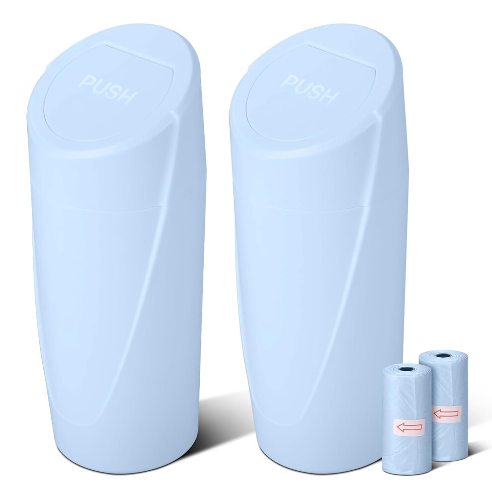 Car Trash Can With Lid 2-Pack + 40 Bags Light/Blue 9362892729157
