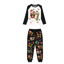 Conjunto de pijama natalino combinando para a família – blusa de manga comprida com estampa festiva e calça, conjunto de 2 peças unissex para