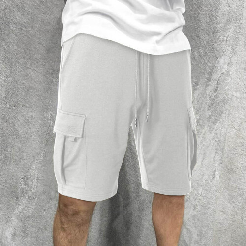 Ανδρικό Σορτς Casual Casual Μονόχρωμο Παντελόνι με Κορδόνι στη Μέση, Αθλητικό Σορτς 2