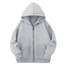Unisex Kids Hoodie Sweatshirt, Lightweight Casual Jacket with Drawstring/Zipper, Pockets, Solid Color, 2-14 Years (Gray)