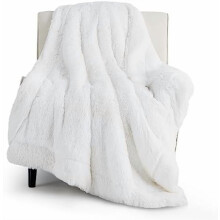 GentleSoft Fluffy White Throw Blanket, 50x60", Soft Sherpa Fleece & Faux Fur – Cozy for Couch, Bed, Camping, Travel