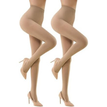 Meia-calça feminina opaca com controle na cintura, confortável e elástica, 70 denier, pacote com 2 a 6 pares.