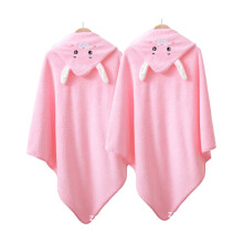 AUQ Hooded Baby Towels,31"31" Cloud-Like Coral Fleece Kids Bath Towels,Windproof Triangular Hood Body Towel Wrap,Pink