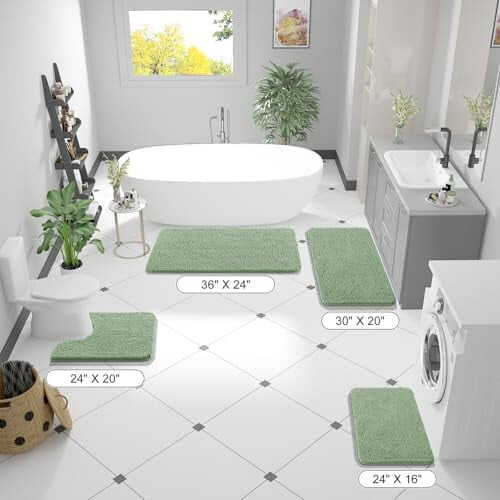 Tapete de banheiro de chenille 40x24 polegadas verde sálvia 1