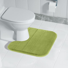 Alfombrilla de baño en forma de U de espuma viscoelástica BVXEEP: antideslizante, de secado rápido, lavable a máquina y compatible con inodoros