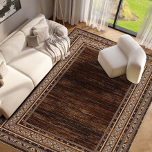 5'x7' Area Rug, Modern Bordered Floral Rug, Washable Soft Foldable Accent Rug for Living Room, Bedroom, Red Brown