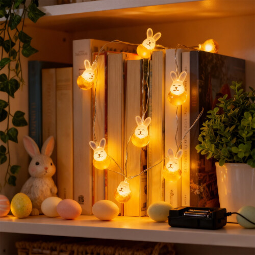 Φωτάκια LED Lumoza για πασχαλινά αυγά σε σχήμα σπάγκου, 10 πόδια, 10 παστέλ LED, σταθερά 1