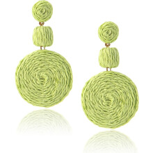 Boho Ball Earrings for Women, Statement Raffia Round Drop Earrings - Summer Beach Vacation Jewelry