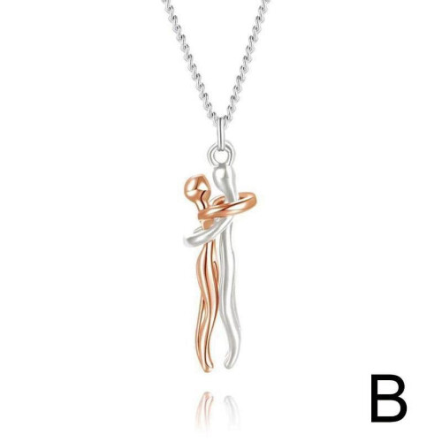 Colar estilo abraço com corrente ajustável e pingente para presente masculino e de casal; θμ B6E5