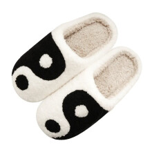 Dame Fuzzy Preppy Smile Hjemmesko Retro Hyggelige Bekvemme Plys Varme Slip-on Happy Face Hjemmesko Afslappet Indendørs Bløde Fluffy