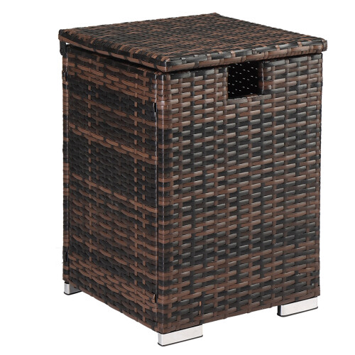 Resenkos Rattan Side Table with Storage Brown 1-Tier 2