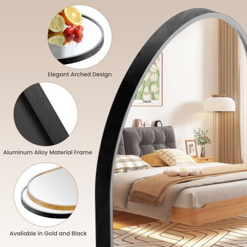 EDX Arched Wall Mirror 20 x 30 in Black Aluminum Frame 2