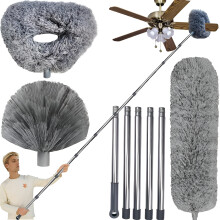 Ventilateur de plafond à grande portée ACDANC20+ Ft et plumeau à toiles d'araignée avec perche extensible de 3 à 14 pieds, plumeau en microfibre