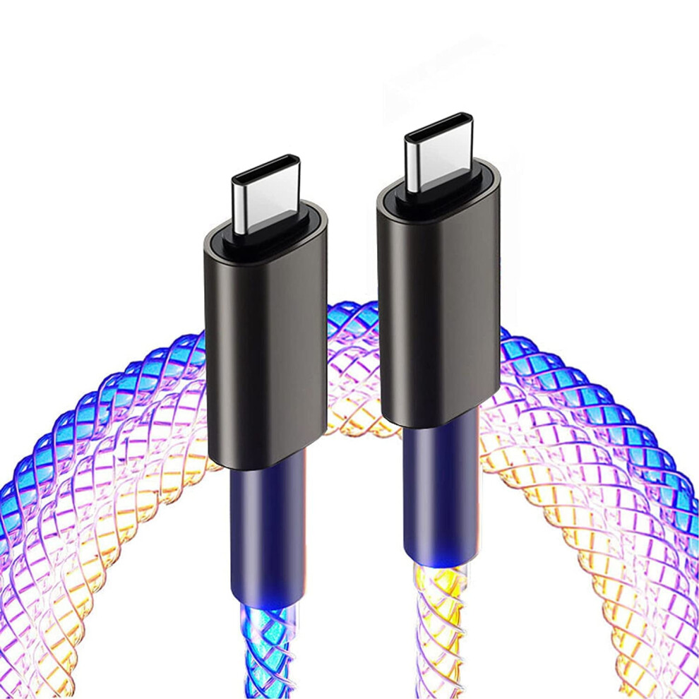 66W Led Glowing Charging Cable 3Ft, Rgb Gradual Ing Usb C To Usb C Fast Charging Data Cable For Smart Phones And All Type C Device Light 9180479994701