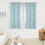 Light Blue Blackout Curtains with Silver Foil Wave Print, 2