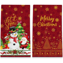 Christmas Gnomes & Snowman Kitchen Towels Set of 2, 18x26", Let It Snow Design – Compatible with Holiday Decor