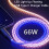 Καλώδιο φόρτισης LED 66W με λάμψη, 3 πόδια, σταδιακός φωτισμός φωτισμού RGB, καλώδιο 2