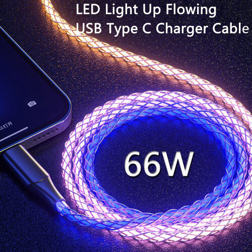 Καλώδιο φόρτισης LED 66W με λάμψη, 3 πόδια, σταδιακός φωτισμός φωτισμού RGB, καλώδιο 1