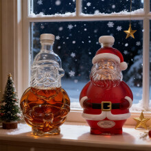 2 guirlandes lumineuses LED + carafe à whisky Père Noël de 300 ml – Cadeau festif pour les amateurs de whisky