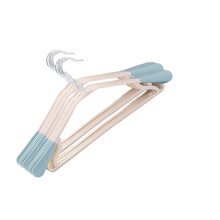 KALLORY Lot de 10 cintres bleus à épaules larges et antidérapants en plastique pour pantalons et manteaux, usage domestique