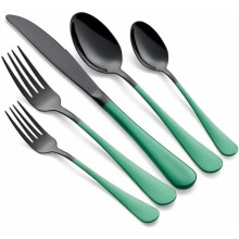Ensemble de 20 couverts en acier inoxydable Ă manche vert (18/0) pour 4 personnes, compatible lave-vaisselle