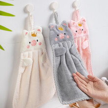 Torchons de cuisine Pig – Serviettes ou torchons doux en polaire corail avec boucle de suspension, absorbants et décoratifs, compatibles avec la