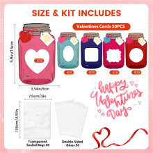 Kit com 50 cartões de felicitação em estilo garrafa flutuante para o Dia dos Namorados, ideal para atividades em sala de aula e artesanato