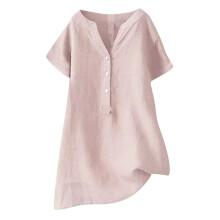 Blusas de verano para mujer, tops de verano, cuello en V, manga larga, holgadas, de algodón y lino, tipo túnica.