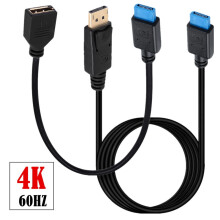 4K DisplayPort-connectoradapterkabel, 60 Hz hoge snelheid, antistatisch, DP mannelijk naar vrouwelijk/mannelijk, 30 cm/1 m