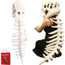 Lustiges Dinosaurier-Plüschskelett, 74/114 cm großer 3D-Dinosaurier-Skelett-Plüschhut, tragbarer Kopf, Dino-Kostüm, Weihnachtsgeschenk