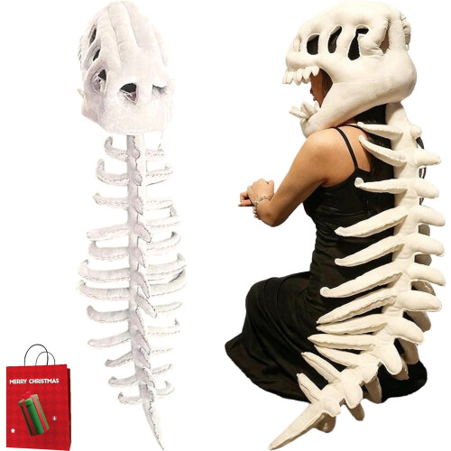 Silly Dinosaur Plush Skeleton, 29/45'' 3D Dinosaur Skeleton Plush Hat, Φορετό Κοστούμι Dino με Κεφαλή,