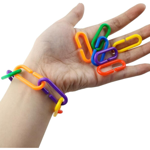 620 τεμάχια πλαστικοί κρίκοι αλυσίδας Rainbow C-Clips για κούνια πουλιών, παιχνίδι 2