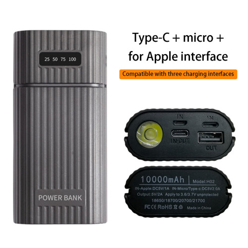 Θήκη Power Bank HomeLife: Universal, πυράντοχη, ανθεκτική στους κραδασμούς, φακός LED, χωρίς 2